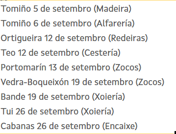 Actividades mes de setembro